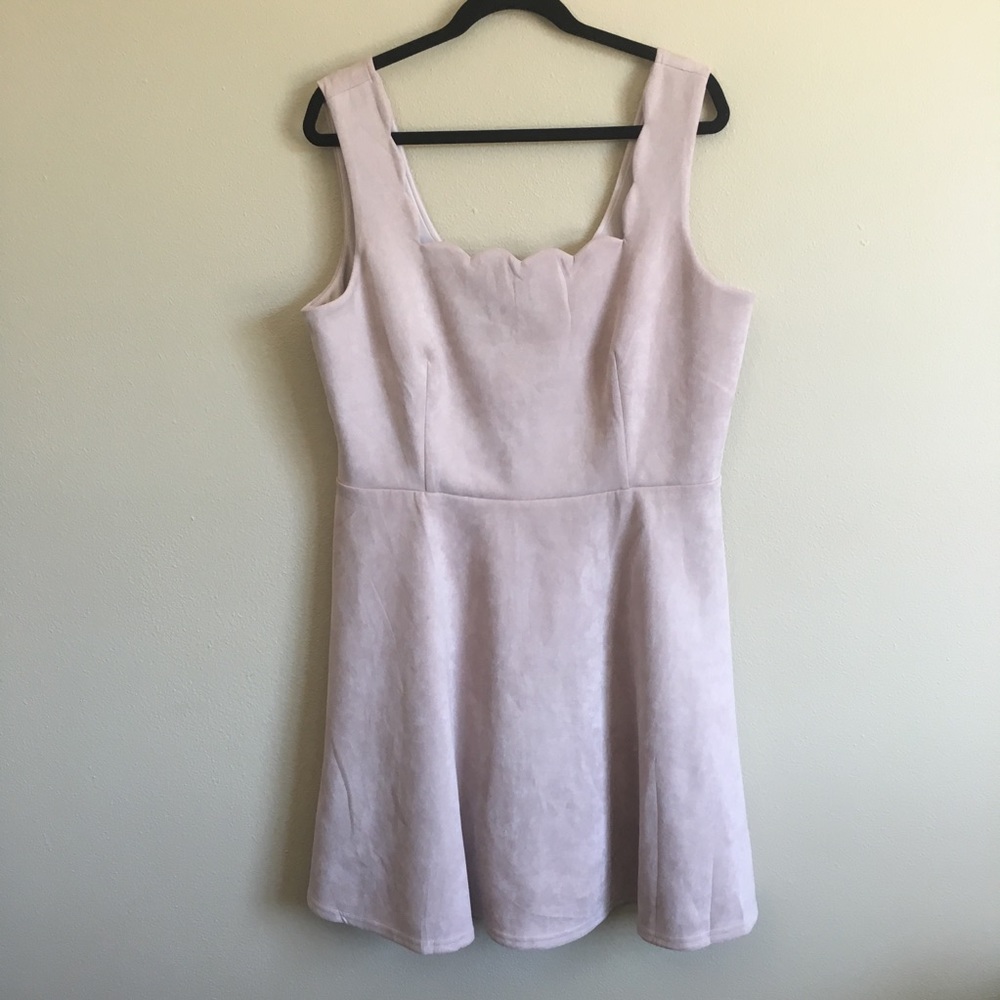 Francesca's Scalloped Suede Dress Pink 1X